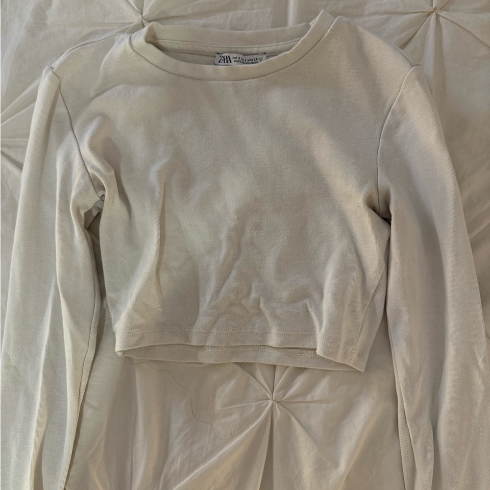 Zara Off-White Long Sleeve Top